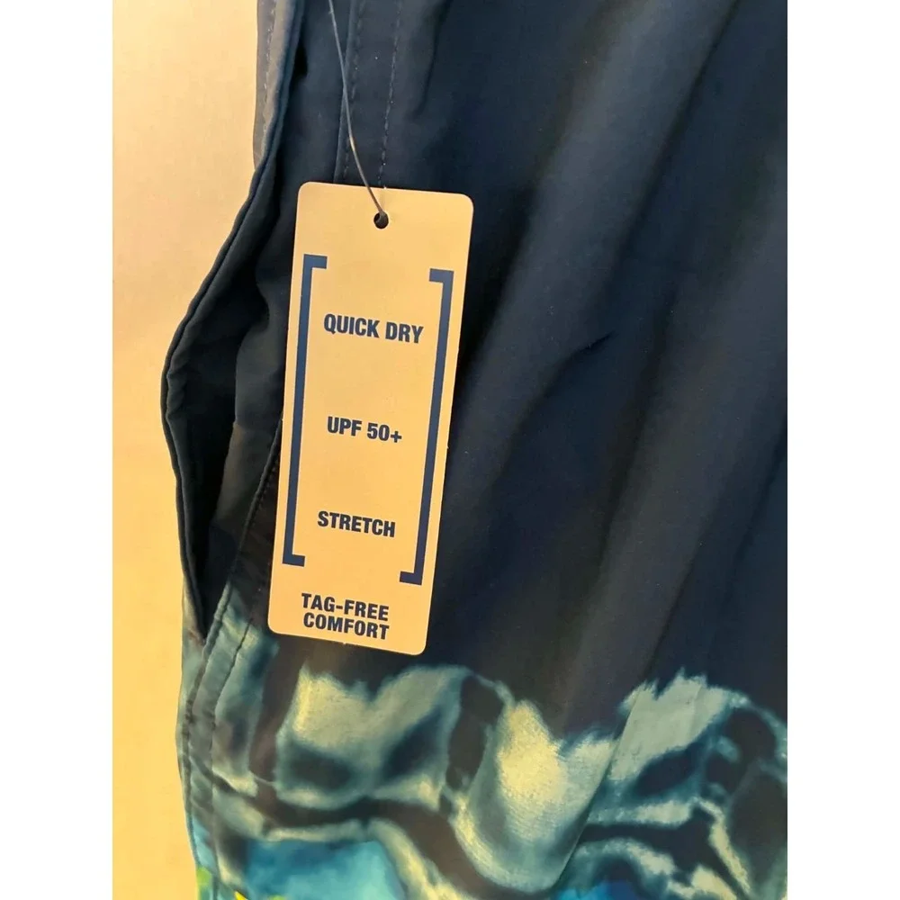 George Mens E-Board Swim Trunks 3XL 48-50 Blue Tie Dye Quick Dry UPF 50+ NWT